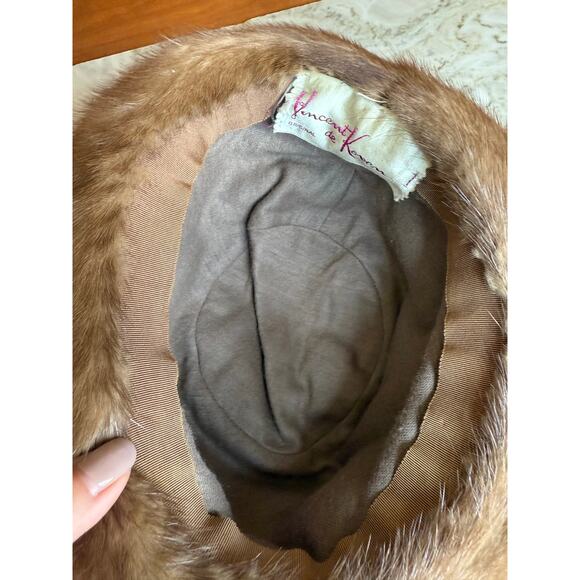 Vintage 60s Vincent de Coven Genuine Mink Fur Hat Blonde Brown - Picture 10 of 10